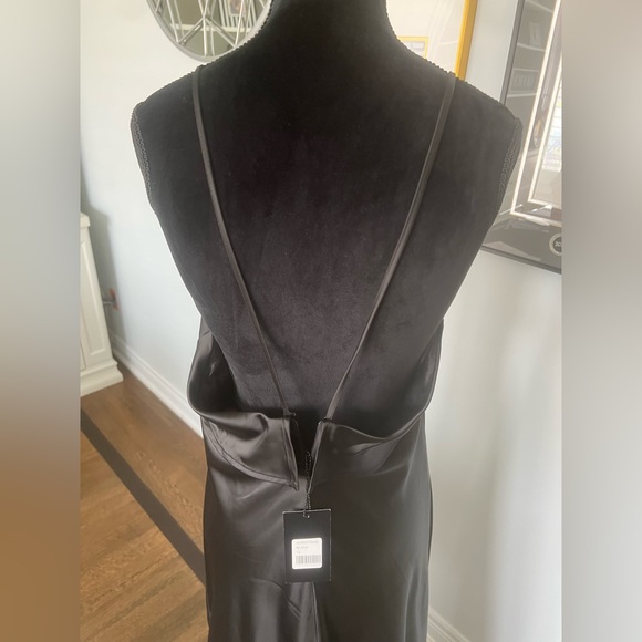 ESSENTIALS BY ABS Long Floor length Satin Black Gown Size 12 Brand New - Picture 9 of 13